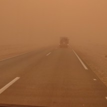 Awful sandstorm between Guelmim and Bouizakarne